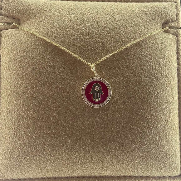Sydney Evan Hamsa Necklace w/Diamonds 14 K gold - Picture 2 of 6